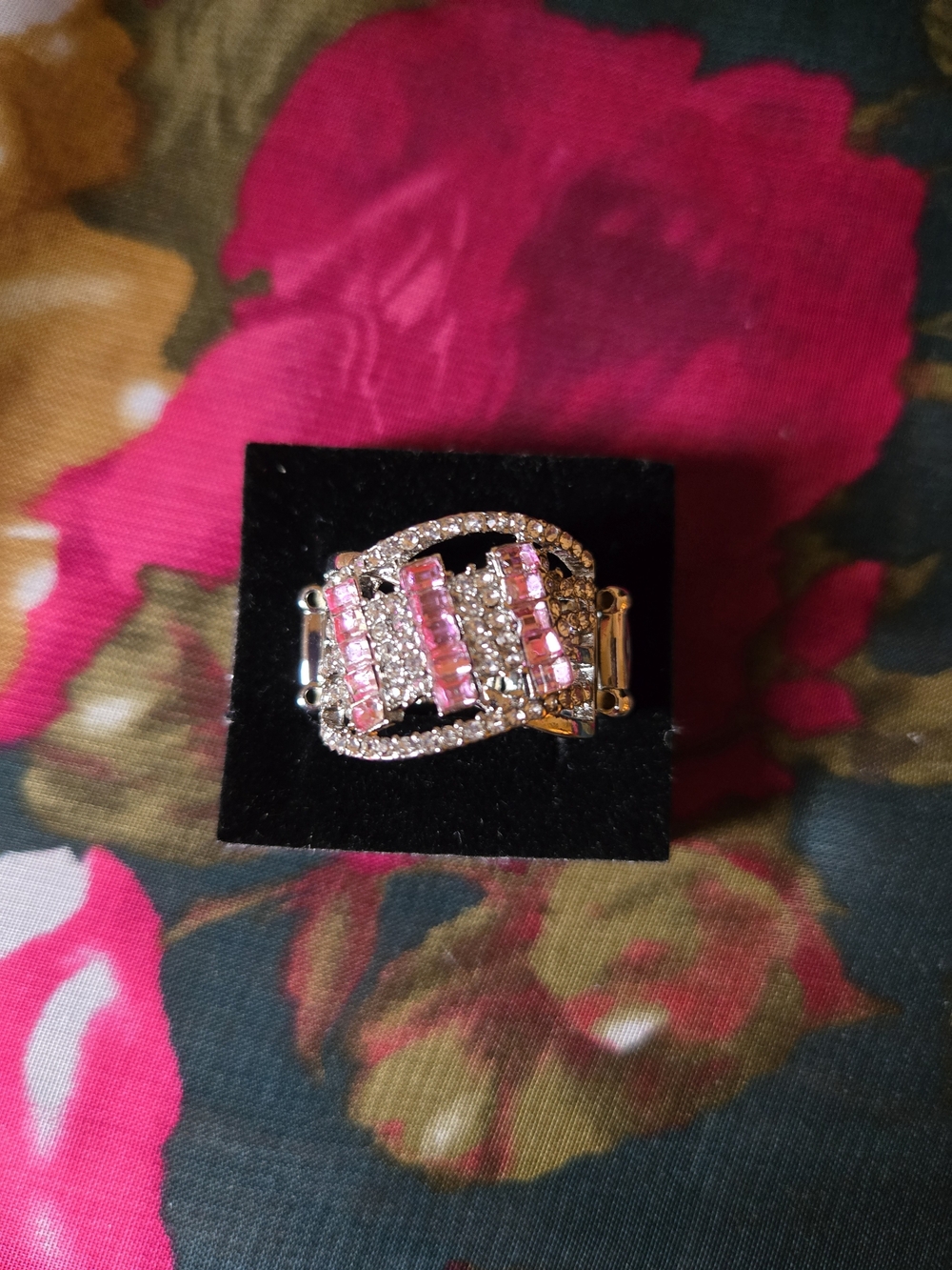 Pink Crystal Rhinestone Statement Ring